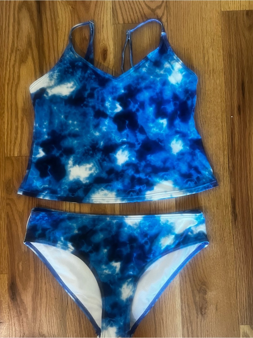 Source Unknown Blue Tie-Dye Women's Bikini Tankini Set